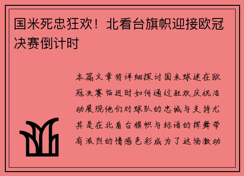 国米死忠狂欢！北看台旗帜迎接欧冠决赛倒计时
